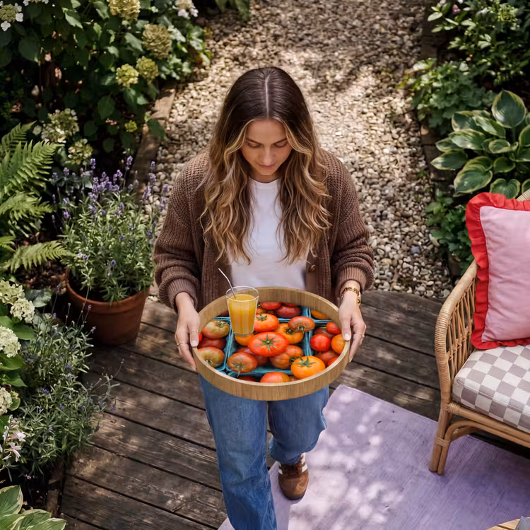 Tray - Tomatoes - Food - Colorful - Tomaten - Eten - Kleurrijk Dienblad Rond middel