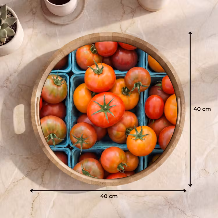 Tray - Tomatoes - Food - Colorful - Tomaten - Eten - Kleurrijk Dienblad Rond middel