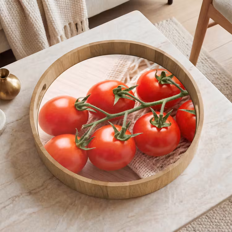 Tray - Tomatoes - Fresh - Food - Tomaten - Vers - Eten Dienblad Rond middel