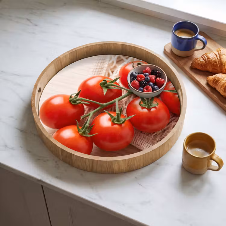 Tray - Tomatoes - Fresh - Food - Tomaten - Vers - Eten Dienblad Rond middel