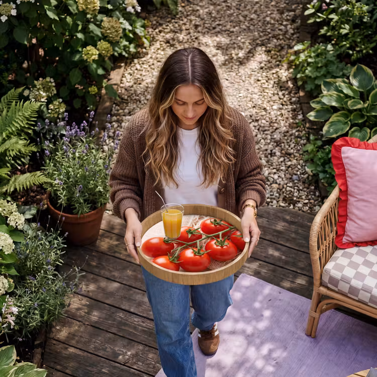 Tray - Tomatoes - Fresh - Food - Tomaten - Vers - Eten Dienblad Rond middel