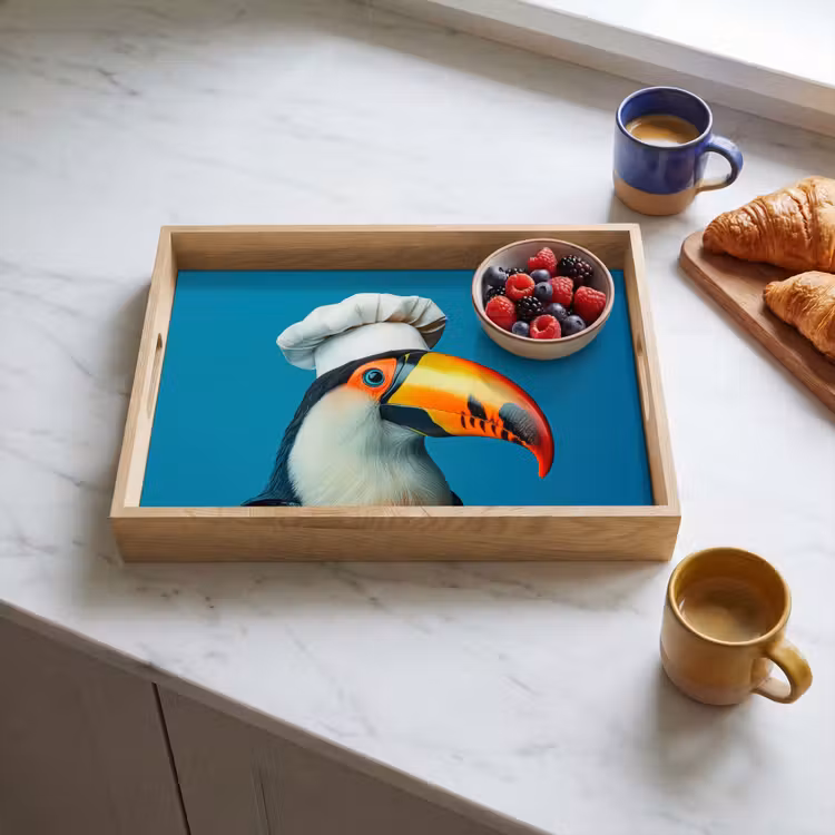 Toekan - Papegaai - Vogel - Koksmuts Dienblad Rechthoek middel -sfeer2