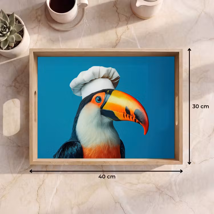 Toekan - Papegaai - Vogel - Koksmuts Dienblad Rechthoek middel -USP_Formaat