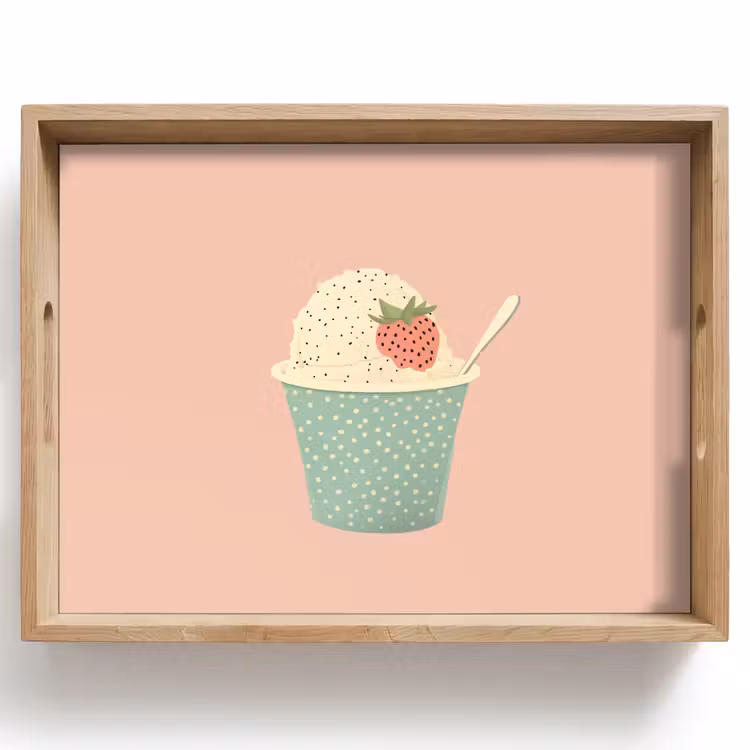 Bakje - Ijs - Aardbei - Roze Dienblad Rechthoek middel -z3d_shopping