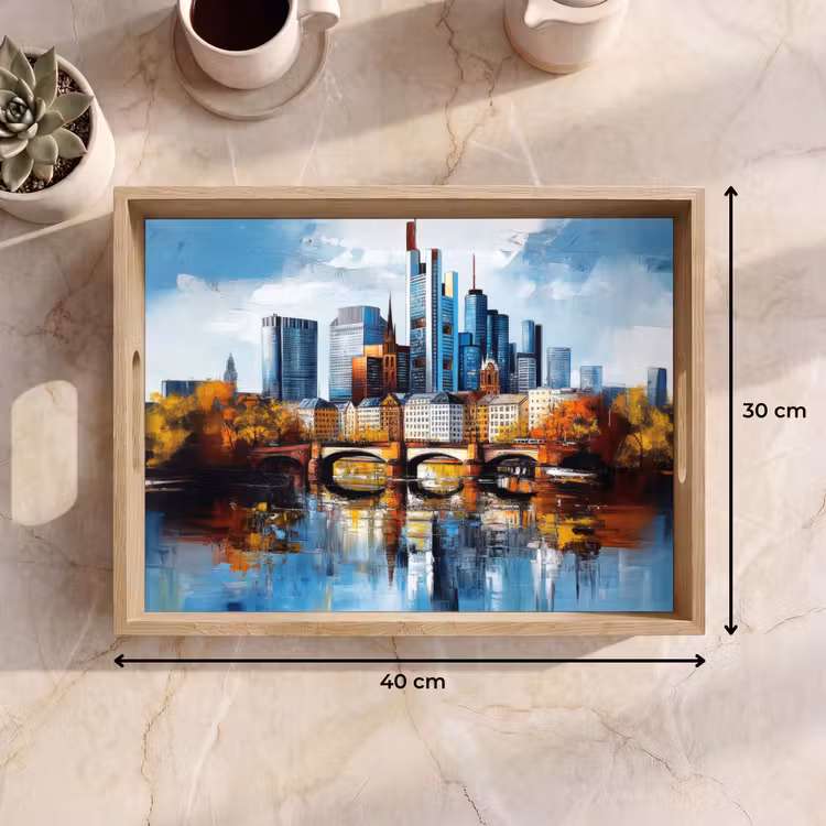 Bomen Frankfurt- Stad - Skyline - Brug Dienblad Rechthoek middel -USP_Formaat