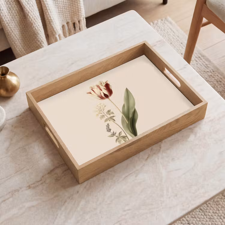 Tulp - Minimalistisch - Beige Dienblad Rechthoek middel -sfeer1