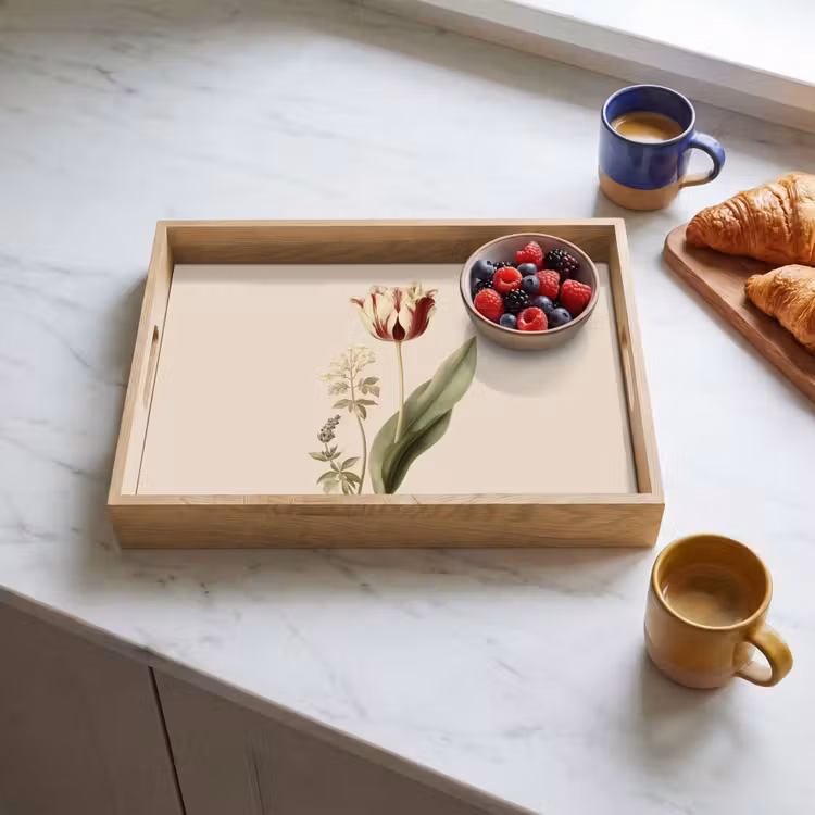 Tulp - Minimalistisch - Beige Dienblad Rechthoek middel -sfeer2