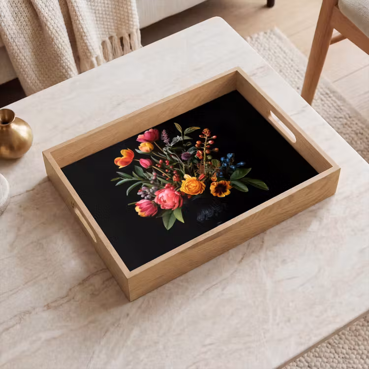 Tulpen - Bessen - Boeket - Vaas Dienblad Rechthoek middel -sfeer1