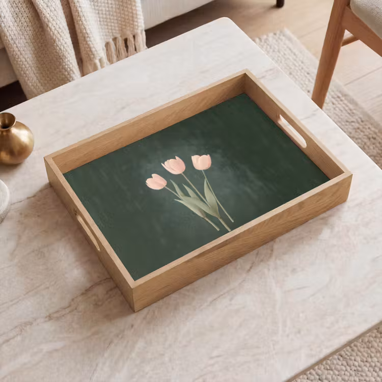 Tulpen - Liefde - Donkergroen Dienblad Rechthoek middel -sfeer1