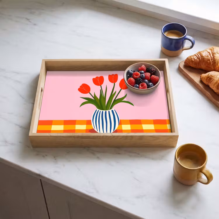 Tulpen - Roze - Vaas Dienblad Rechthoek middel -sfeer2