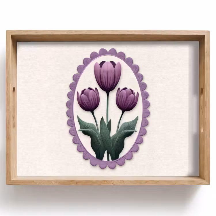 Tulpen - Paars - Lijst - Bladeren Dienblad Rechthoek middel -z3d_shopping