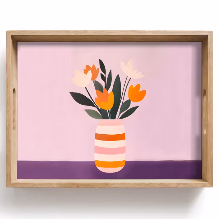 Tulpen - Vaas - Strepen - Paars Dienblad Rechthoek middel -z3d_shopping