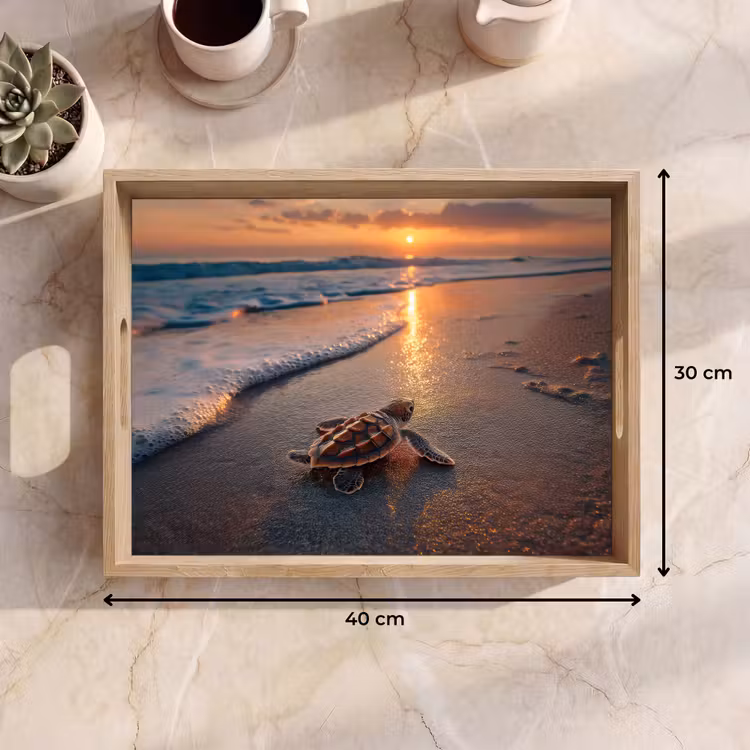 Schildpad - strand - Zonsondergang Dienblad Rechthoek middel -USP_Formaat