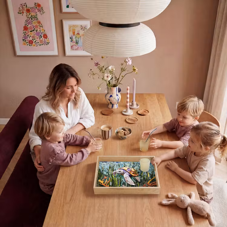 Schildpad - Zeewier - Mozaïek Dienblad Rechthoek middel -sfeer4