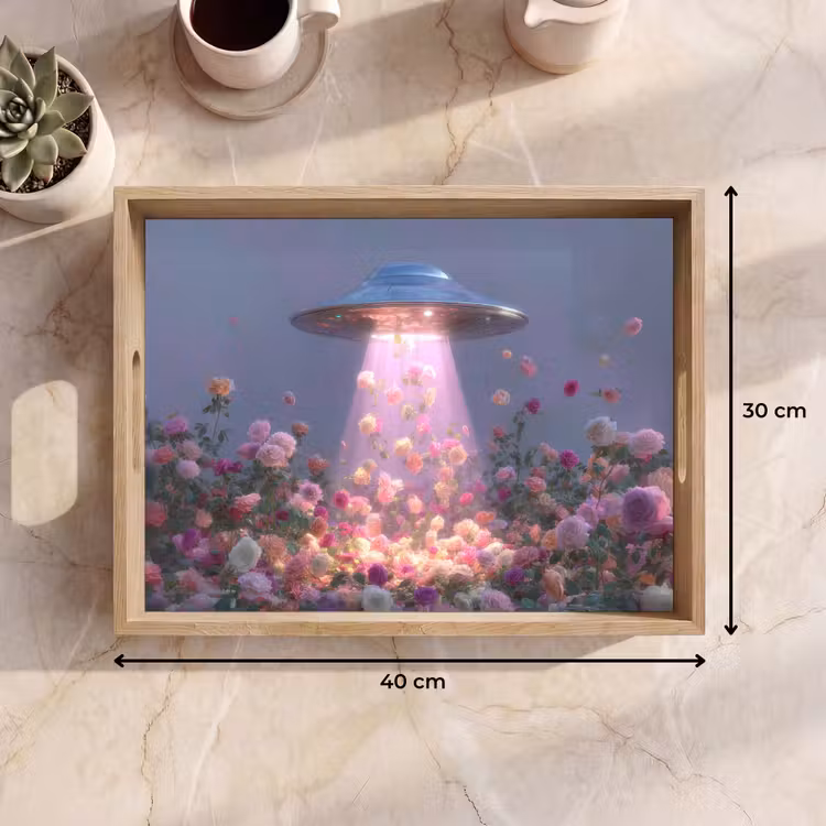 Ufo - Rozen - Pastelkleuren Dienblad Rechthoek middel -USP_Formaat
