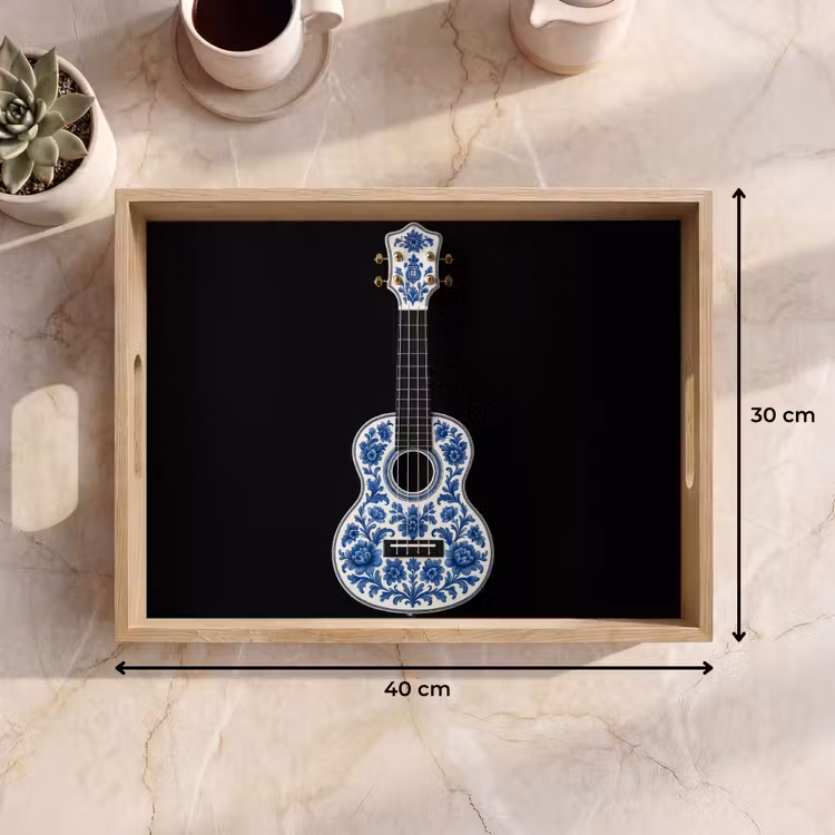 Ukelele - Delfts - Blauw - Muziek Dienblad Rechthoek middel -USP_Formaat