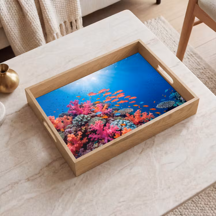 Onderwater - Koraalrif - Vissen - Oceaan - Natuur Dienblad Rechthoek middel -sfeer1