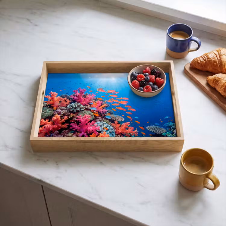 Onderwater - Koraalrif - Vissen - Oceaan - Natuur Dienblad Rechthoek middel -sfeer2