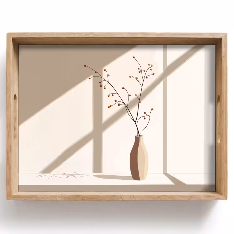 Vaas - Takken - Bessen - Minimalistisch Dienblad Rechthoek middel -z3d_shopping