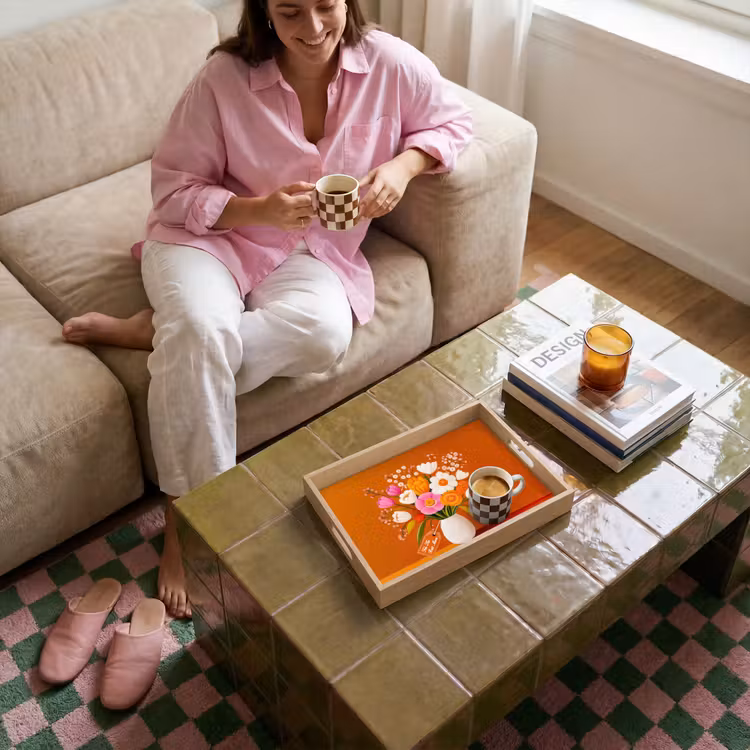 Vaas - Bloemen - Oranje Dienblad Rechthoek middel -sfeer3