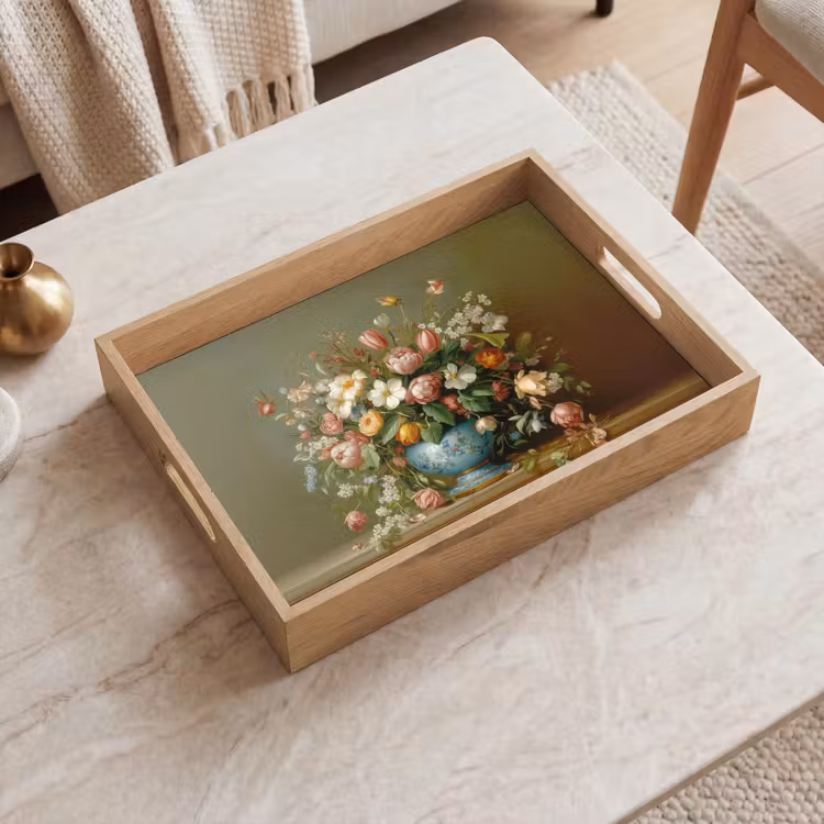 Vaas - Pastel - Kleuren - Bloemen Dienblad Rechthoek middel -sfeer1
