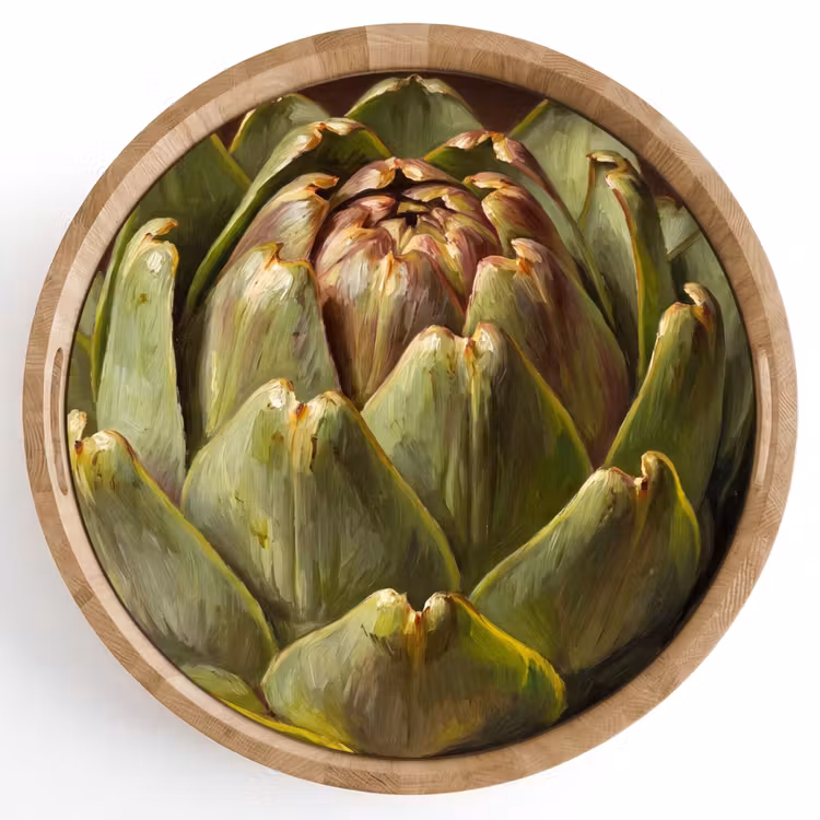 Tray - Vegetable - Artichoke - Green - Groente - Artisjok - Groen Dienblad Rond middel