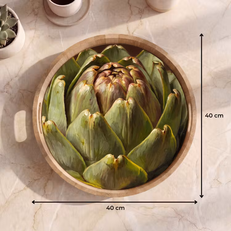 Tray - Vegetable - Artichoke - Green - Groente - Artisjok - Groen Dienblad Rond middel
