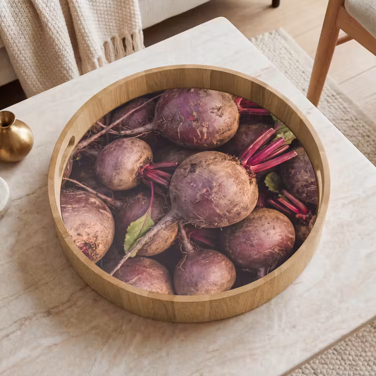 Tray - Vegetable - Red - Natural - Groente - Rood - Natuur Dienblad Rond middel