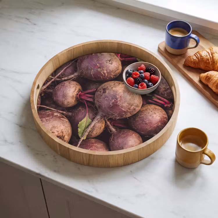 Tray - Vegetable - Red - Natural - Groente - Rood - Natuur Dienblad Rond middel