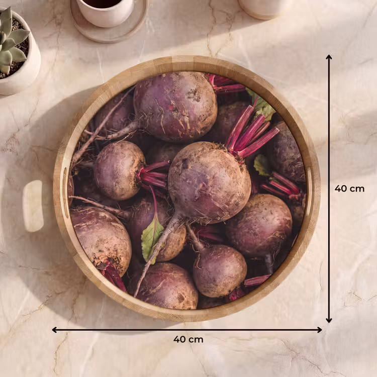 Tray - Vegetable - Red - Natural - Groente - Rood - Natuur Dienblad Rond middel