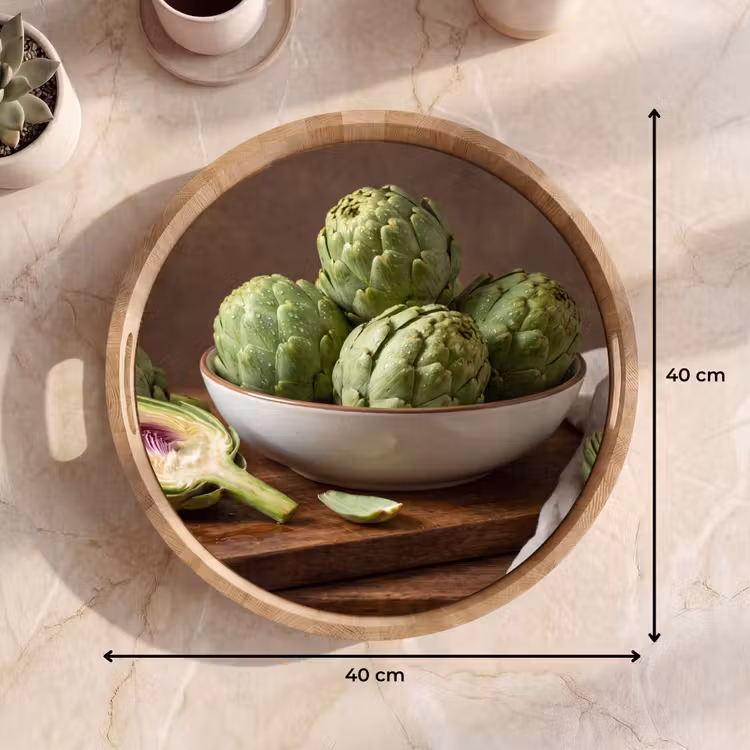 Tray - Vegetables - Artichoke - Kitchen - Groenten - Artisjok - Keuken Dienblad Rond middel