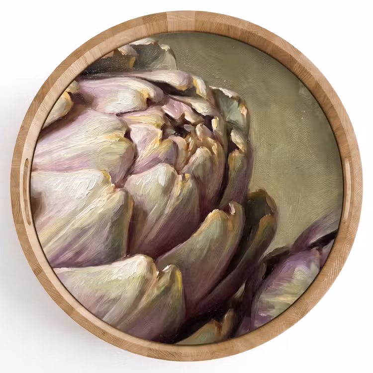 Tray - Vegetables - Still Life - Painting - Groente - Stilleven - Schilderij Dienblad Rond middel