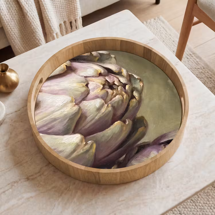 Tray - Vegetables - Still Life - Painting - Groente - Stilleven - Schilderij Dienblad Rond middel