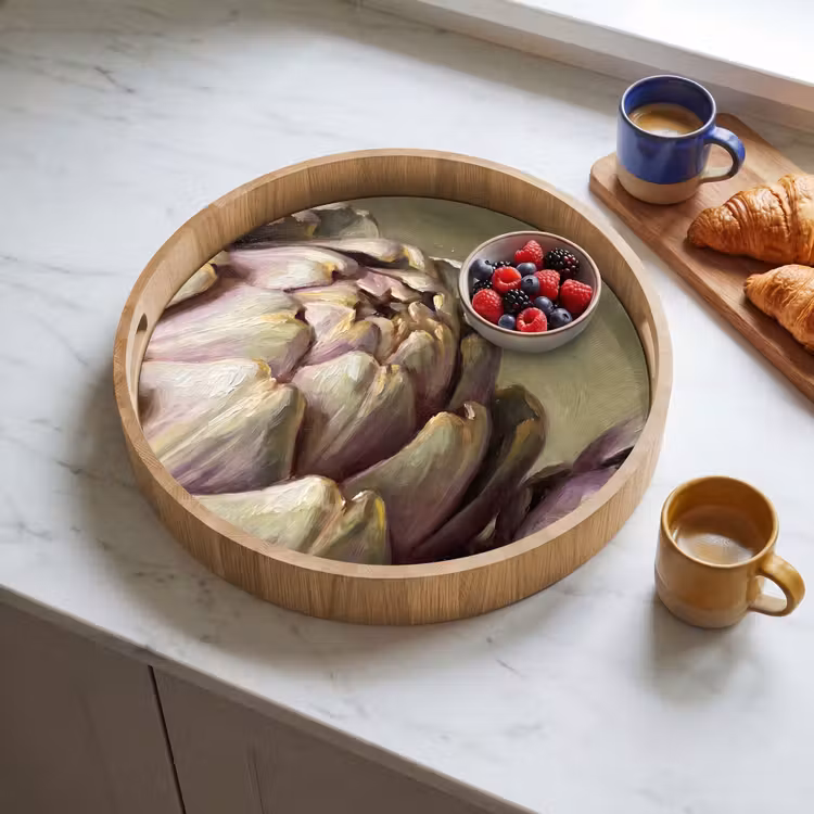 Tray - Vegetables - Still Life - Painting - Groente - Stilleven - Schilderij Dienblad Rond middel