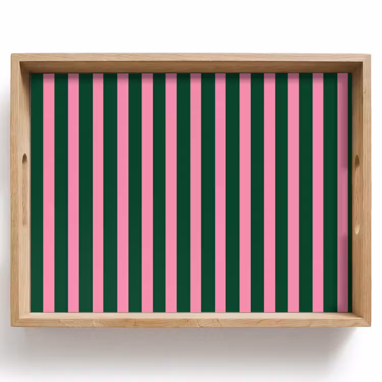 Verticale strepen - Groen - Roze Dienblad Rechthoek middel 911 -z3d_shopping