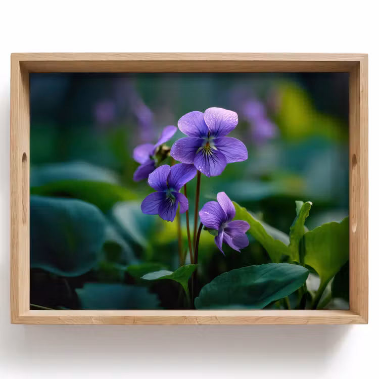 Viooltjes - Paars - Bloem - Bladeren Dienblad Rechthoek middel -z3d_shopping