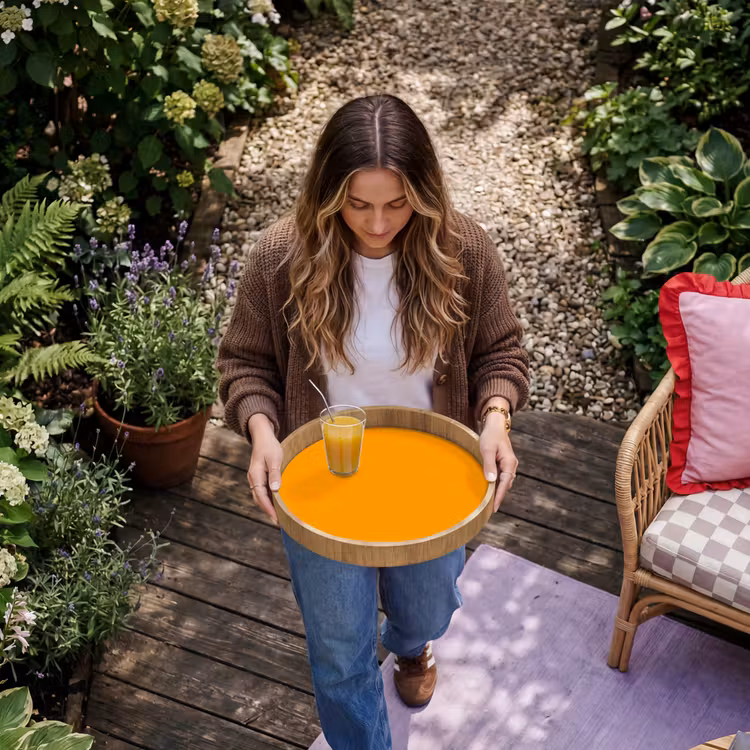 Warm - Ochre - Oranje Dienblad Rond middel 914 -sfeer5