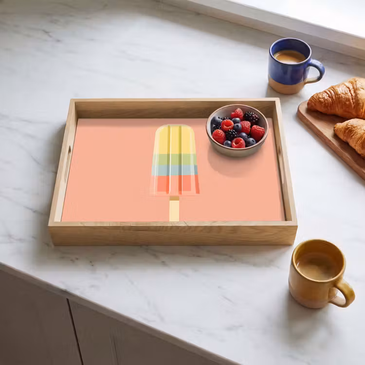 Waterijsje - Pasteltinten - Minimalistisch Dienblad Rechthoek middel -sfeer2