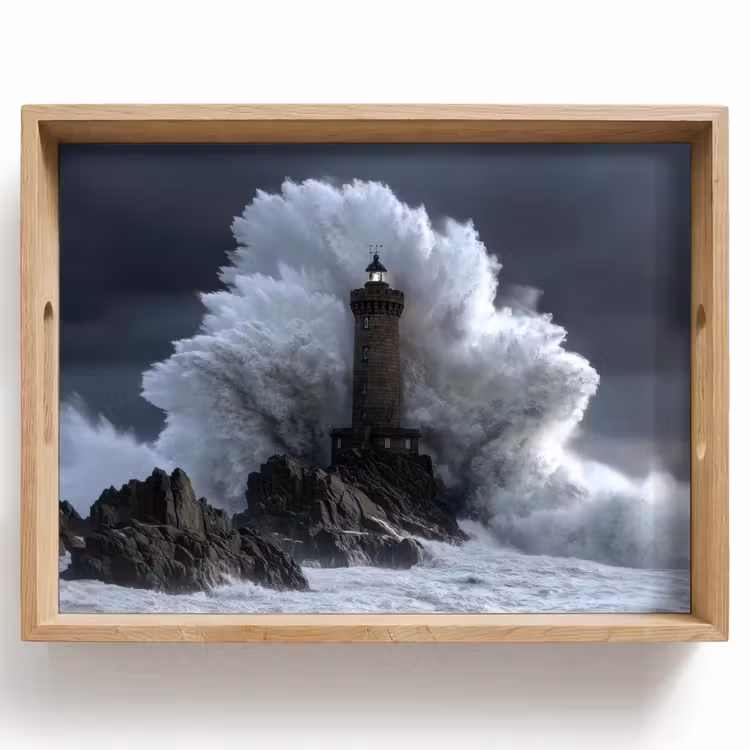 Golf - Vuurtoren - Schuimend water Dienblad Rechthoek middel -z3d_shopping
