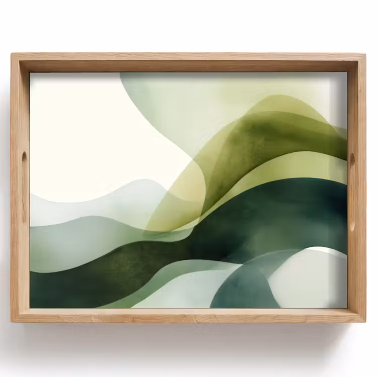 Golven - Abstract - Lichtgroen - Sierlijk Dienblad Rechthoek middel -z3d_shopping