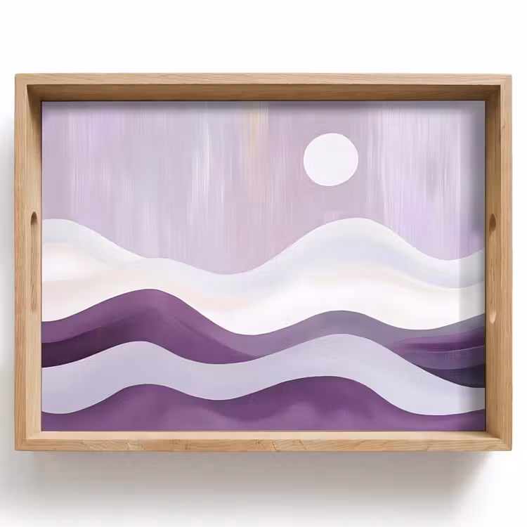 Golven - Heuvels - Abstract - Paars Dienblad Rechthoek middel -z3d_shopping