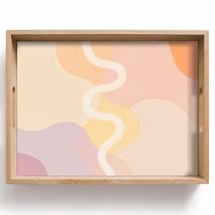 Golvende vormen - Abstract - pastel Dienblad Rechthoek middel -z3d_shopping