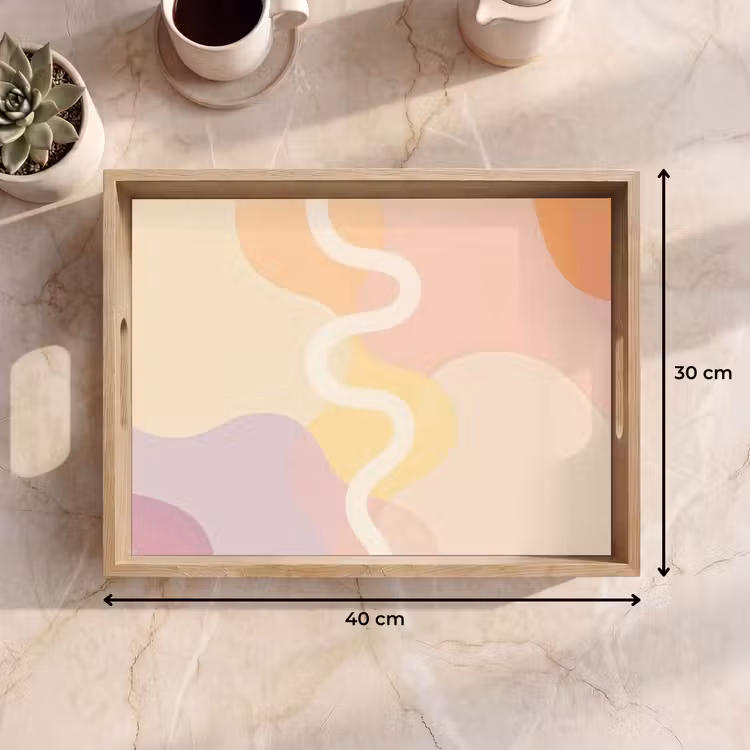 Golvende vormen - Abstract - pastel Dienblad Rechthoek middel -USP_Formaat