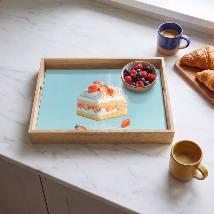 Slagroom - Taart - Blauw - Eten Dienblad Rechthoek middel -sfeer2