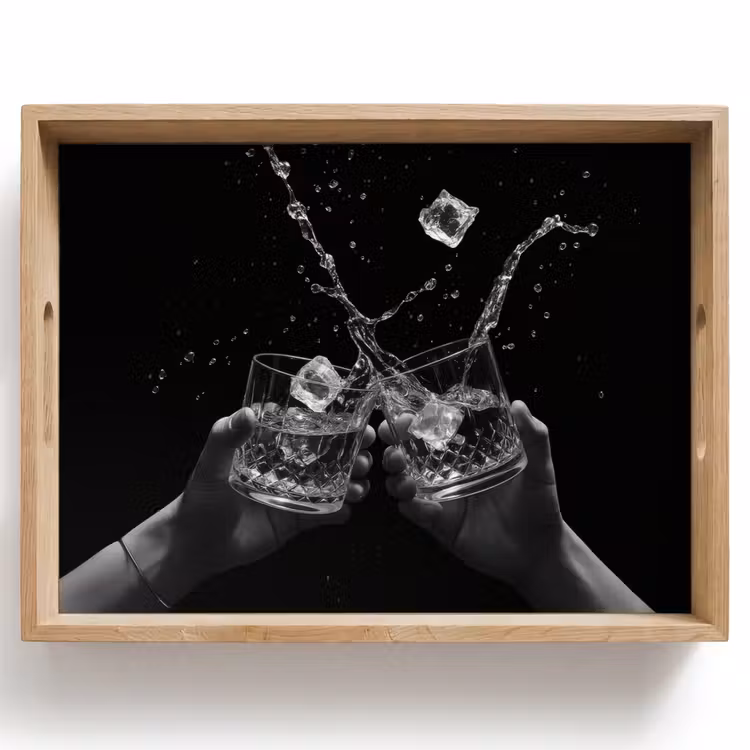 Whiskyglazen - Ijs - Spetters - Zwart Dienblad Rechthoek middel -z3d_shopping