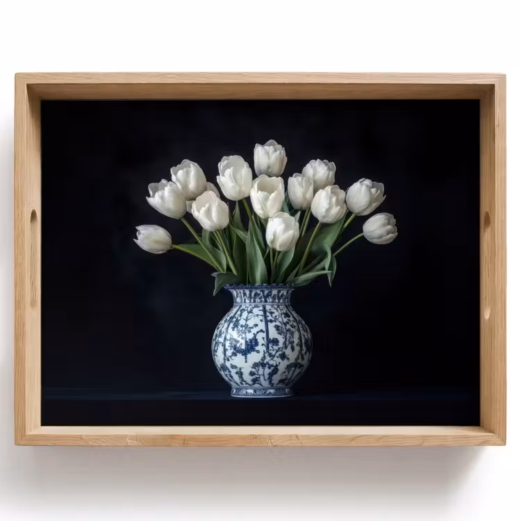 Wit - Bloemen - Tulpen - Vaas Dienblad Rechthoek middel -z3d_shopping