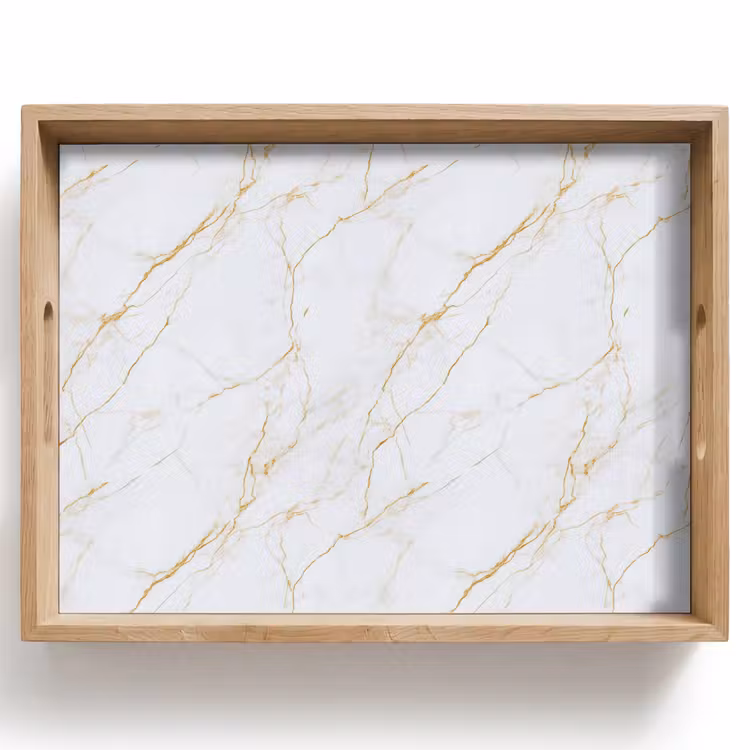 Wit - Marmer - Goud - Luxueus Dienblad Rechthoek middel 911 -z3d_shopping