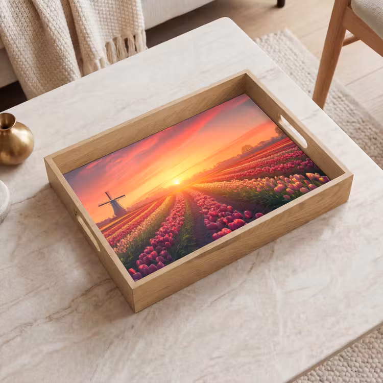 Windmolen - Zonsondergang - Landschap Dienblad Rechthoek middel -sfeer1