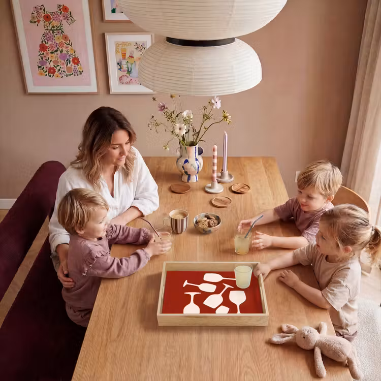 Wijnglazen - Silhouetten - Wit Dienblad Rechthoek middel -sfeer4
