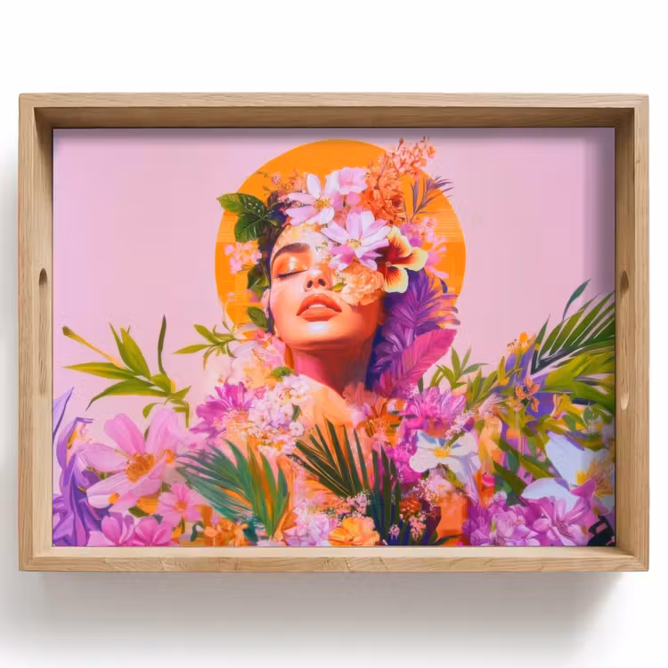 Vrouw - Abstract - Cirkel - Bloemen Dienblad Rechthoek middel -z3d_shopping